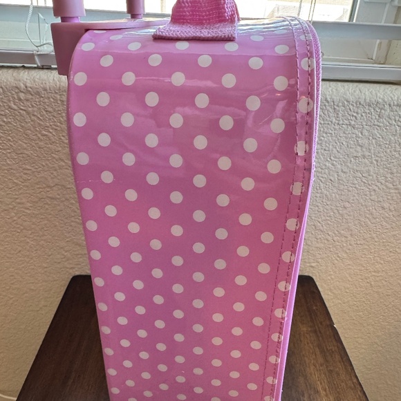 Disneyland Resort Minnie & Daisy Kids Rolling Suitcase Polka Dots Pink & White - Picture 5 of 13